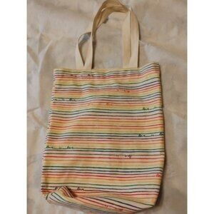 Old Navy Reusable Tote Bag LOVE IS LOVE 15 x 13 x 4.5 Cotton Rainbow Striped